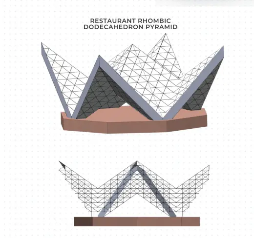 Custom size Rhombic Dodecahedron Pyramid concept 2