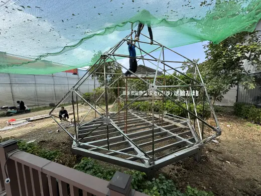 Rhombic dodecahedron 304 stainless steel frame, hubs and on-site assembly 10