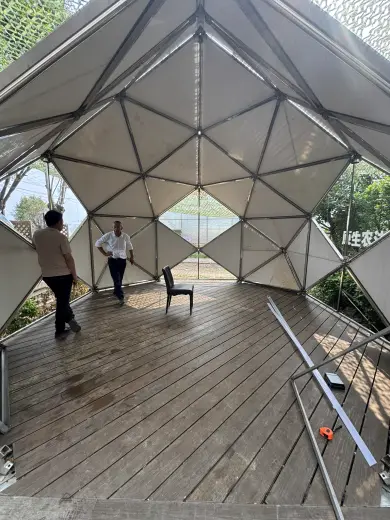 Rhombic dodecahedron 304 stainless steel frame, hubs and on-site assembly 17