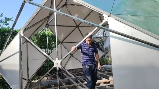 Rhombic dodecahedron 304 stainless steel frame, hubs and on-site assembly 26
