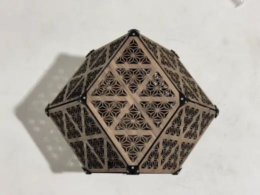 Laser-cut rhombic dodecahedron lamp 7