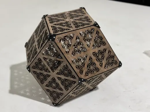 Laser-cut rhombic dodecahedron lamp 8