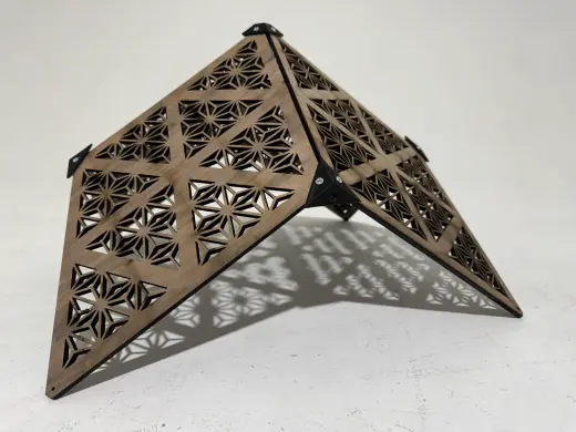 Laser-cut rhombic dodecahedron lamp 10