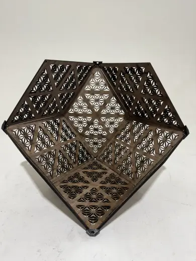 Laser-cut rhombic dodecahedron lamp 14