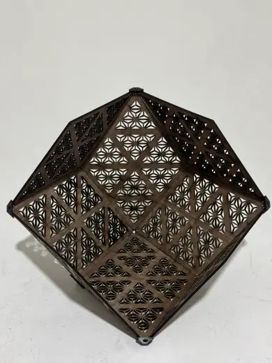 Laser-cut rhombic dodecahedron lamp 15