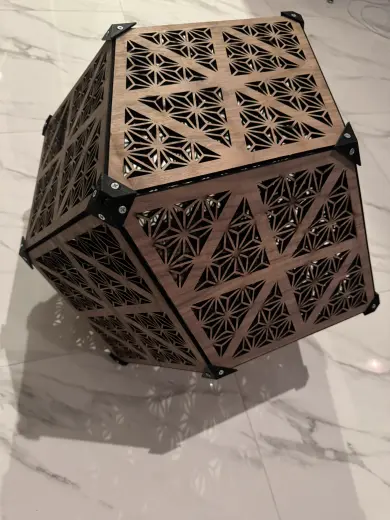 Laser-cut rhombic dodecahedron lamp 21