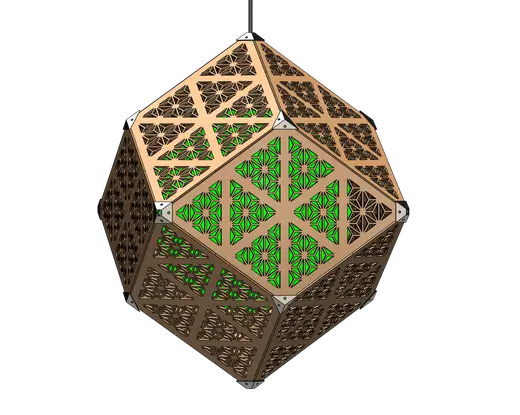 Laser-cut rhombic dodecahedron lamp 24