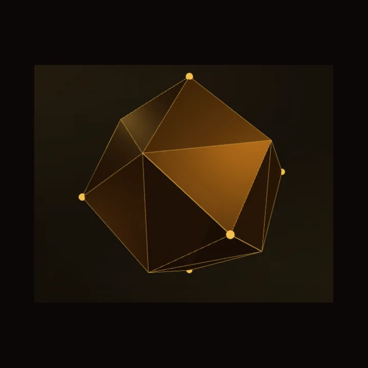 Golden rhombic dodecahedron geometry render